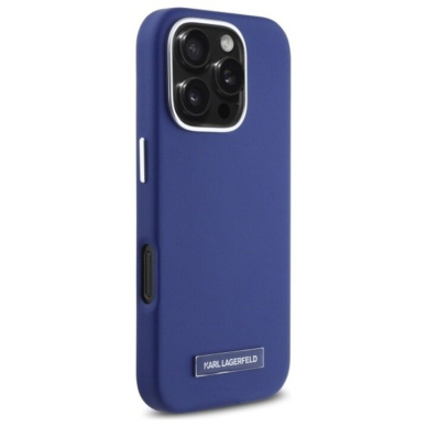 iPhone 16 PRO MAX blue Magsafe PU FW Metal Plate KARL LAGERFELD nugarėlė 2