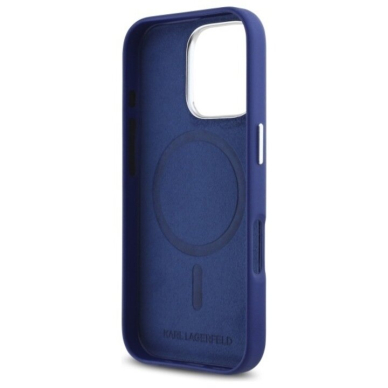 iPhone 16 PRO MAX blue Magsafe PU FW Metal Plate KARL LAGERFELD nugarėlė 3