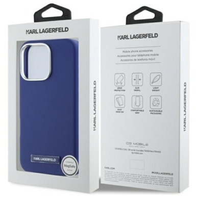 iPhone 16 PRO MAX blue Magsafe PU FW Metal Plate KARL LAGERFELD nugarėlė 4