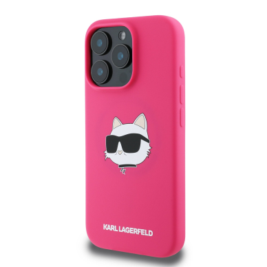 iPhone 16 PRO MAX fuschia Magsafe Sil Choupette Head Print KARL LAGERFELD nugarėlė 1