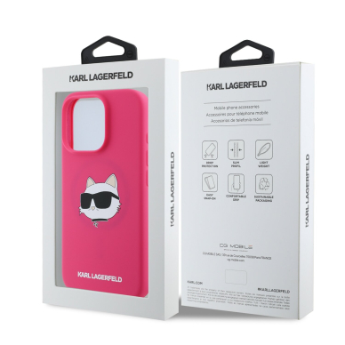 iPhone 16 PRO MAX fuschia Magsafe Sil Choupette Head Print KARL LAGERFELD nugarėlė 7