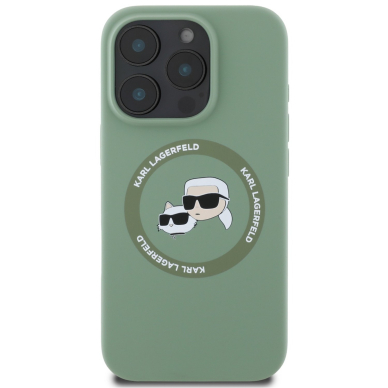 iPhone 16 PRO MAX Khaki Magsafe Silicone KC Heads Ring KARL LAGERFELD nugarėlė