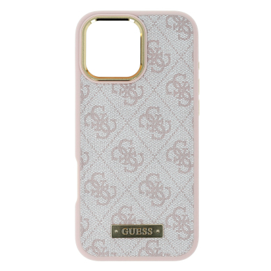 iPhone 16 PRO MAX pink Magsafe 4G PU Logo Plate GUESS nugarėlė 2