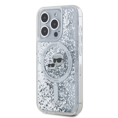 iPhone 16 PRO MAX transparent Magsafe Liquid Glitter KC Heads KARL LAGERFELD nugarėlė 1