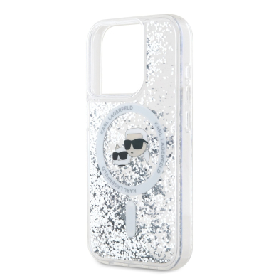 iPhone 16 PRO MAX transparent Magsafe Liquid Glitter KC Heads KARL LAGERFELD nugarėlė 5