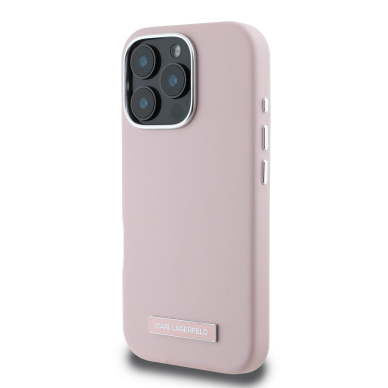 iPhone 16 PRO pink Magsafe PU FW Metal Plate KARL LAGERFELD nugarėlė 1