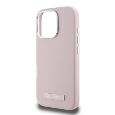 iPhone 16 PRO pink Magsafe PU FW Metal Plate KARL LAGERFELD nugarėlė 5