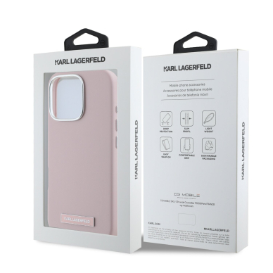 iPhone 16 PRO pink Magsafe PU FW Metal Plate KARL LAGERFELD nugarėlė 7