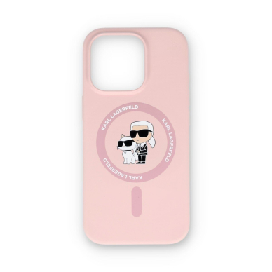 iPhone 16 PRO pink Magsafe Silicone KC Heads Ring KARL LAGERFELD nugarėlė