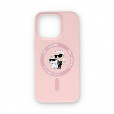 iPhone 16 PRO pink Magsafe Silicone KC Heads Ring KARL LAGERFELD nugarėlė
