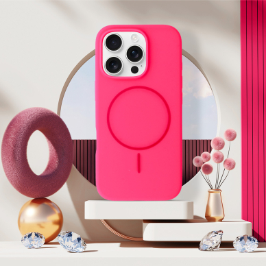iPhone 16 PRO pink SLIM SILICONE MagSafe nugarėlė 4