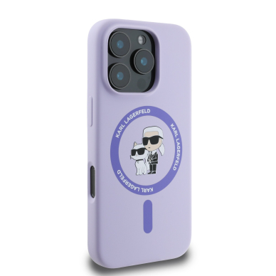iPhone 16 PRO purple Magsafe Silicone KC Heads Ring KARL LAGERFELD nugarėlė 3