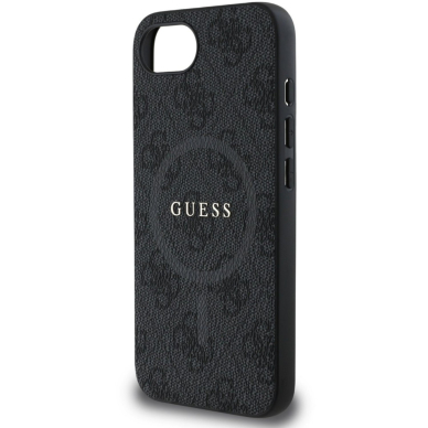 iPhone 16e Black PU Leather 4G Collection Metal Logo MagSafe GUESS nugarėlė 2