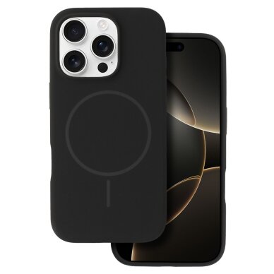 iPhone 16e black SLIM SILICONE MagSafe nugarėlė