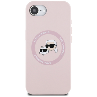 iPhone 16e Pink Magsafe Silicone KC Heads Ring KARL LAGERFELD nugarėlė 2