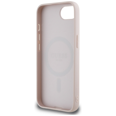 iPhone 16e pink PU Leather 4G Collection Metal Logo MagSafe GUESS nugarėlė 6