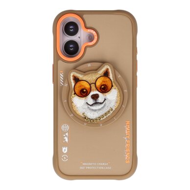 iPhone 17 beige NIMMY MagSafe Shiba with Glasses nugarėlė iPhone 17 beige NIMMY MagSafe Shiba with Glasses nugarėlė