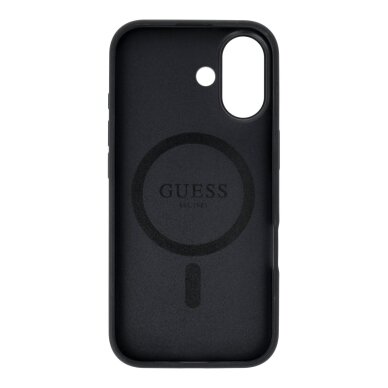 iPhone 17 black MagSafe PU 4G Ring Classic Logo GUESS nugarėlė 1