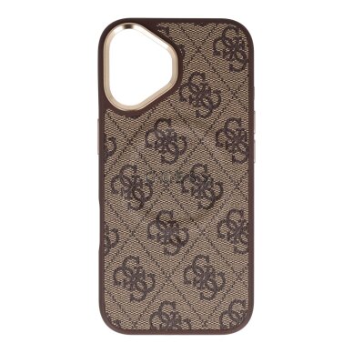 iPhone 17 brown MagSafe PU Leather 4G Gold GUESS nugarėlė