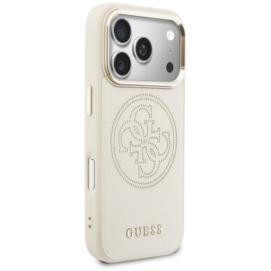 iPhone 17 PRO beige MagSafe PU Leather Perforated 4G GUESS nugarėlė 3
