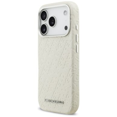 iPhone 17 PRO beige MagSafe PU Stamped Karl AO KARL LAGERFELD nugarėlė 1