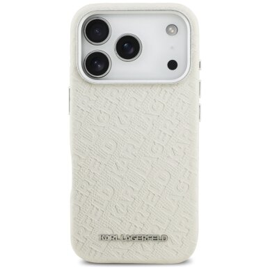 iPhone 17 PRO beige MagSafe PU Stamped Karl AO KARL LAGERFELD nugarėlė 2