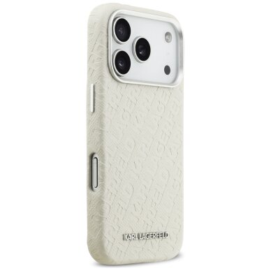 iPhone 17 PRO beige MagSafe PU Stamped Karl AO KARL LAGERFELD nugarėlė 3