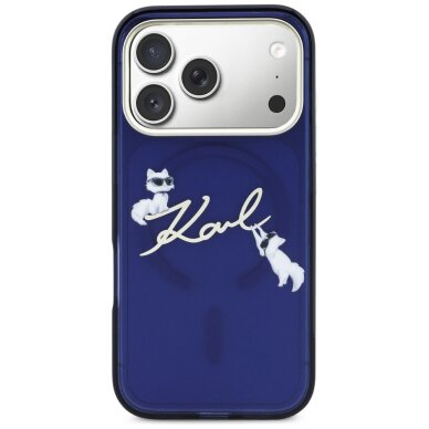 iPhone 17 PRO blue MagSafe IML Choupette Karl Script Logo KARL LAGERFELD nugarėlė 2