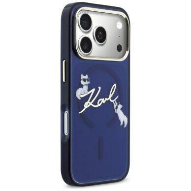 iPhone 17 PRO blue MagSafe IML Choupette Karl Script Logo KARL LAGERFELD nugarėlė 3