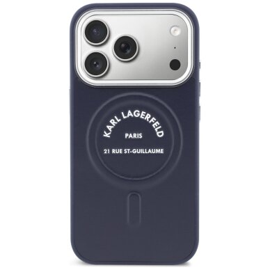 iPhone 17 PRO blue MagSafe PU Karl RSG Logo KARL LAGERFELD nugarėlė 2