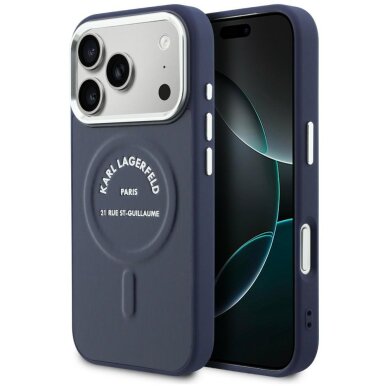 iPhone 17 PRO blue MagSafe PU Karl RSG Logo KARL LAGERFELD nugarėlė