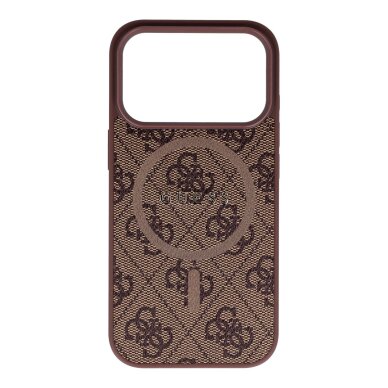 iPhone 17 PRO brown MagSafe PU 4G Ring Classic Logo GUESS nugarėlė