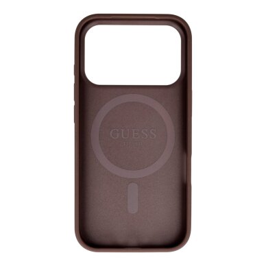 iPhone 17 PRO brown MagSafe PU 4G Ring Classic Logo GUESS nugarėlė 1
