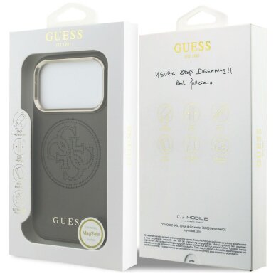iPhone 17 PRO brown MagSafe PU Leather Perforated 4G GUESS nugarėlė 7