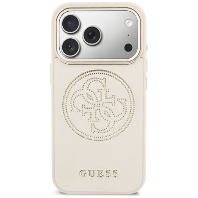 iPhone 17 PRO MAX beige MagSafe PU Leather Perforated 4G GUESS nugarėlė 2