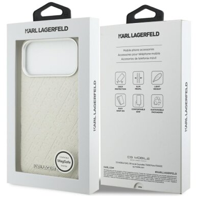 iPhone 17 PRO MAX beige MagSafe PU Stamped Karl AO KARL LAGERFELD nugarėlė 7