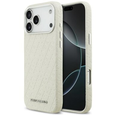 iPhone 17 PRO MAX beige MagSafe PU Stamped Karl AO KARL LAGERFELD nugarėlė