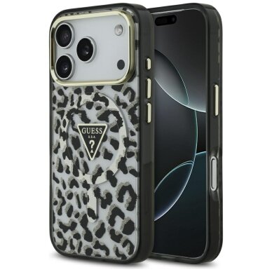 iPhone 17 PRO MAX black MagSafe Leopard Glitter GUESS nugarėlė