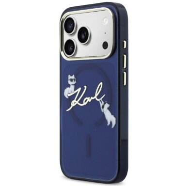 iPhone 17 PRO MAX blue MagSafe IML Choupette Karl Script Logo KARL LAGERFELD nugarėlė 1
