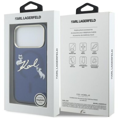 iPhone 17 PRO MAX blue MagSafe IML Choupette Karl Script Logo KARL LAGERFELD nugarėlė 7