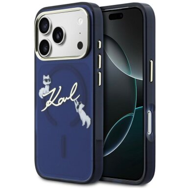 iPhone 17 PRO MAX blue MagSafe IML Choupette Karl Script Logo KARL LAGERFELD nugarėlė