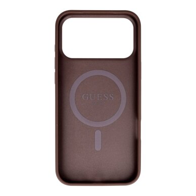 iPhone 17 PRO MAX brown MagSafe PU 4G Ring Classic Logo GUESS nugarėlė 1