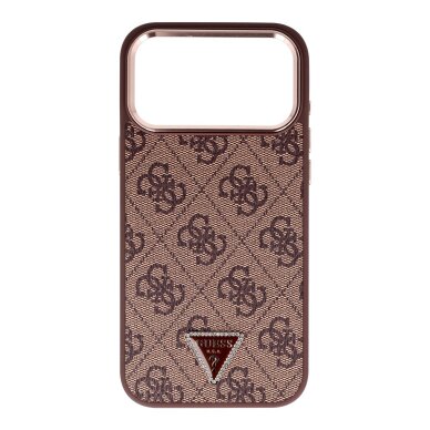 iPhone 17 PRO MAX brown MagSafe PU 4G Triangle Logo GD GUESS nugarėlė