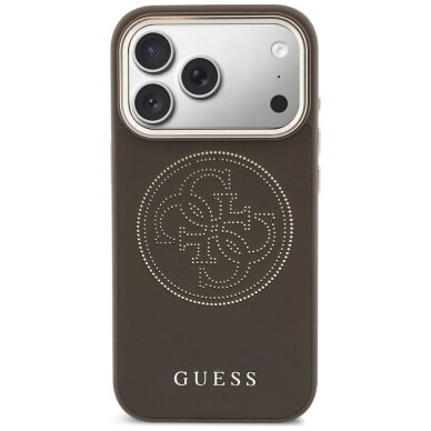 iPhone 17 PRO MAX brown MagSafe PU Leather Perforated 4G GUESS nugarėlė 2