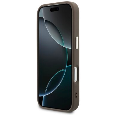 iPhone 17 PRO MAX brown MagSafe PU Leather Perforated 4G GUESS nugarėlė 4