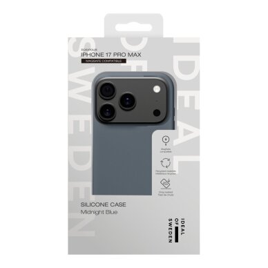 iPhone 17 PRO MAX iDeal Of Sweden Silicone MagSafe Midnight Blue nugarėlė 4 iPhone 17 PRO MAX iDeal Of Sweden Silicone MagSafe Midnight Blue nugarėlė 4