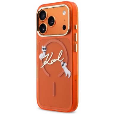 iPhone 17 PRO MAX orange MagSafe IML Choupette Karl Script Logo KARL LAGERFELD nugarėlė 1