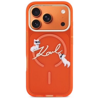 iPhone 17 PRO MAX orange MagSafe IML Choupette Karl Script Logo KARL LAGERFELD nugarėlė 2