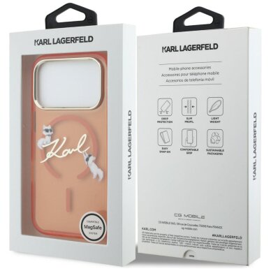 iPhone 17 PRO MAX orange MagSafe IML Choupette Karl Script Logo KARL LAGERFELD nugarėlė 7