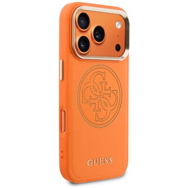 iPhone 17 PRO MAX orange MagSafe PU Leather Perforated 4G GUESS nugarėlė 3